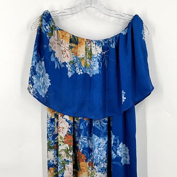 Zara Dress Women S Floral Blooms Off the Shoulder Side Slit Midi Travel Summer - Picture 4 of 15